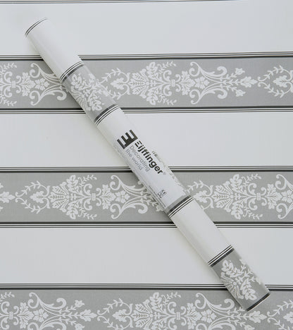 Lyndhurst Grey Striped Alternate Baroque Design Wallpaper 331965