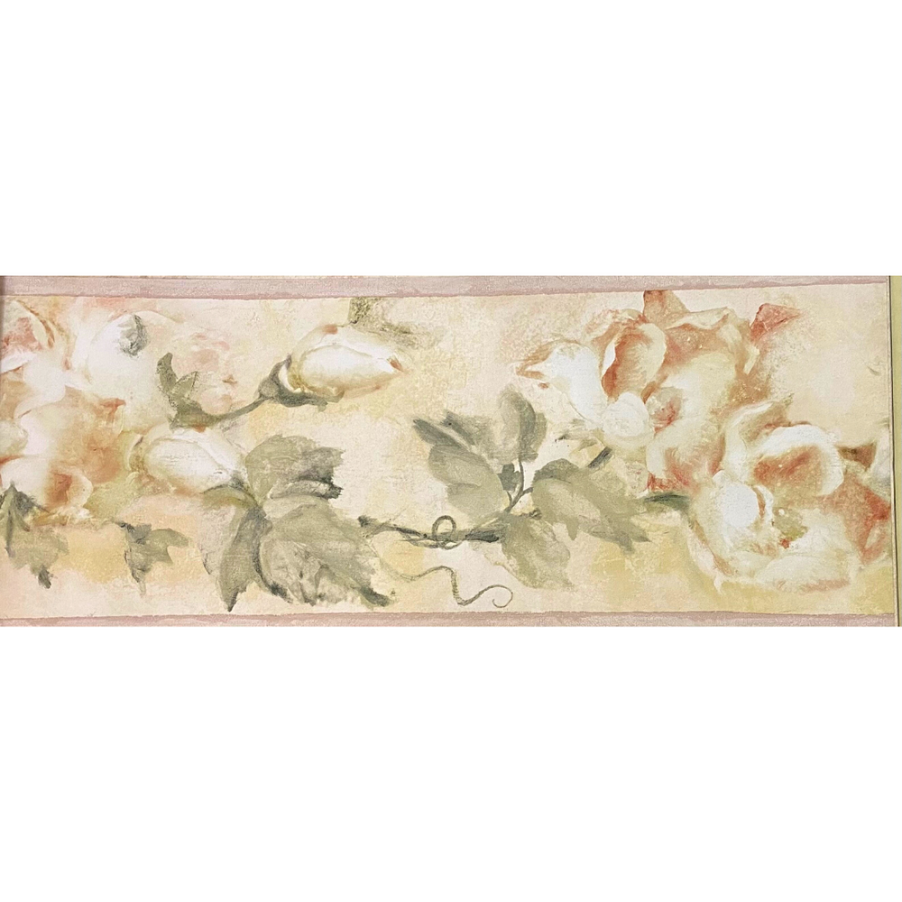 American Classic Pink Yellow Roses Motif Wallpaper 330874