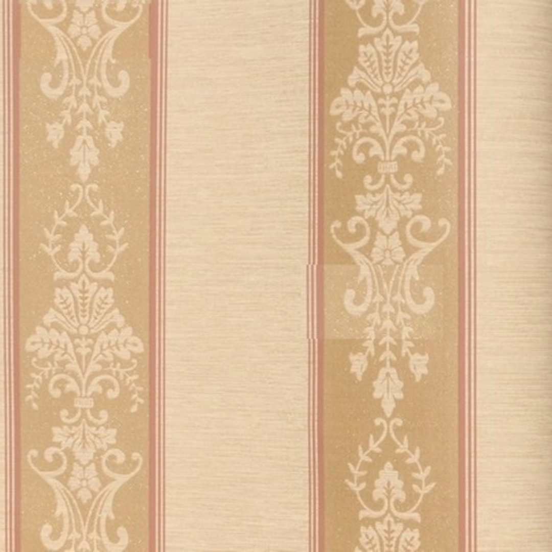 Lyndhurst Faded Beige Striped  Alternate Baroque Design Wallpaper 331961