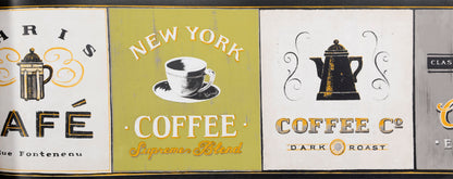 American Classic Beige Cafe Motif Wallpaper 330812