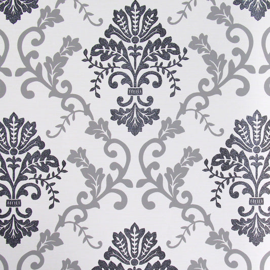 Lyndhurst Grey Baroque Motif Design Wallpaper 331948