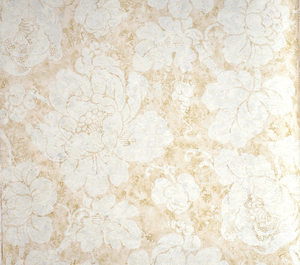 American Classic Beige Marbled Bold Floral Wallpaper 330855