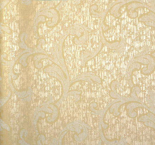 American Archive Ridged Gold Floral Damask Wallpaper 331729