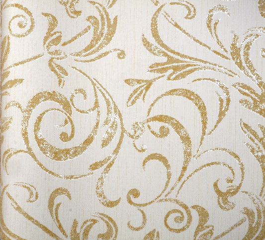 American Archive Flocked Gold Damask Wallpaper 331708