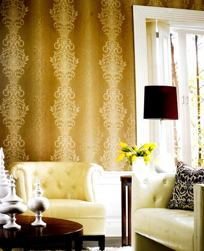 American Archive Gold Modern Damask Wallpaper 331795