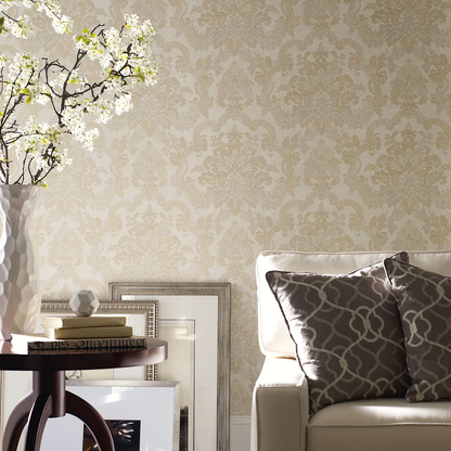 Lyndhurst Beige Baroque Motif Design Wallpaper 331921